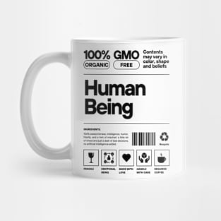 Modern Funny Human Being Label Typography Mug